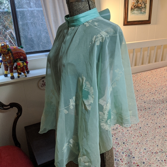 Silk Japanese Sheer Printed Dress Coverlet - Picture 8 of 8